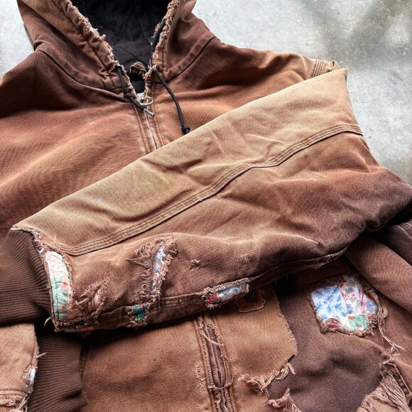 Crazy Vintage Thrashed Faded Distressed Brown Carhartt Jacket XXL - Picture 7 of 8